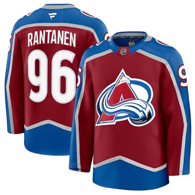 Mens Colorado Avalanche #96 Mikko Rantanen Burgundy 2024-25 Home Stitched Jersey Dzhi